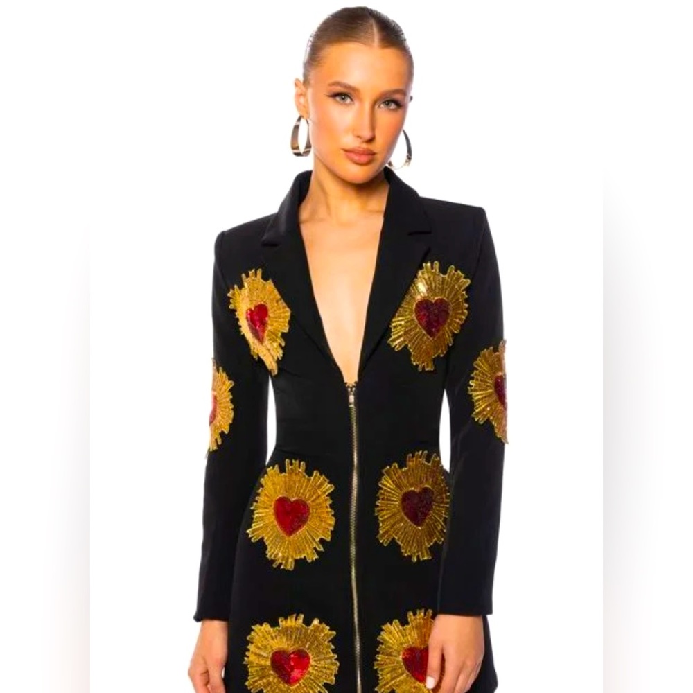 AKIRA GLISTENIN IN GOLD BLAZER DRESS IN BLACK MULTI